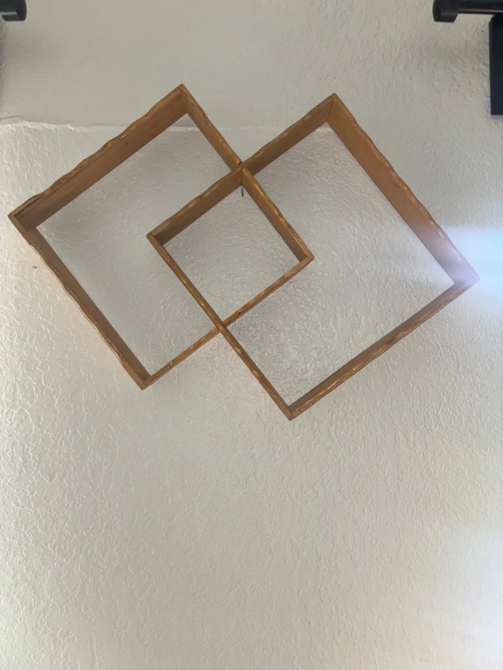 Vintage Natural Wood Diamond Wall Shelf - Scalloped Edges